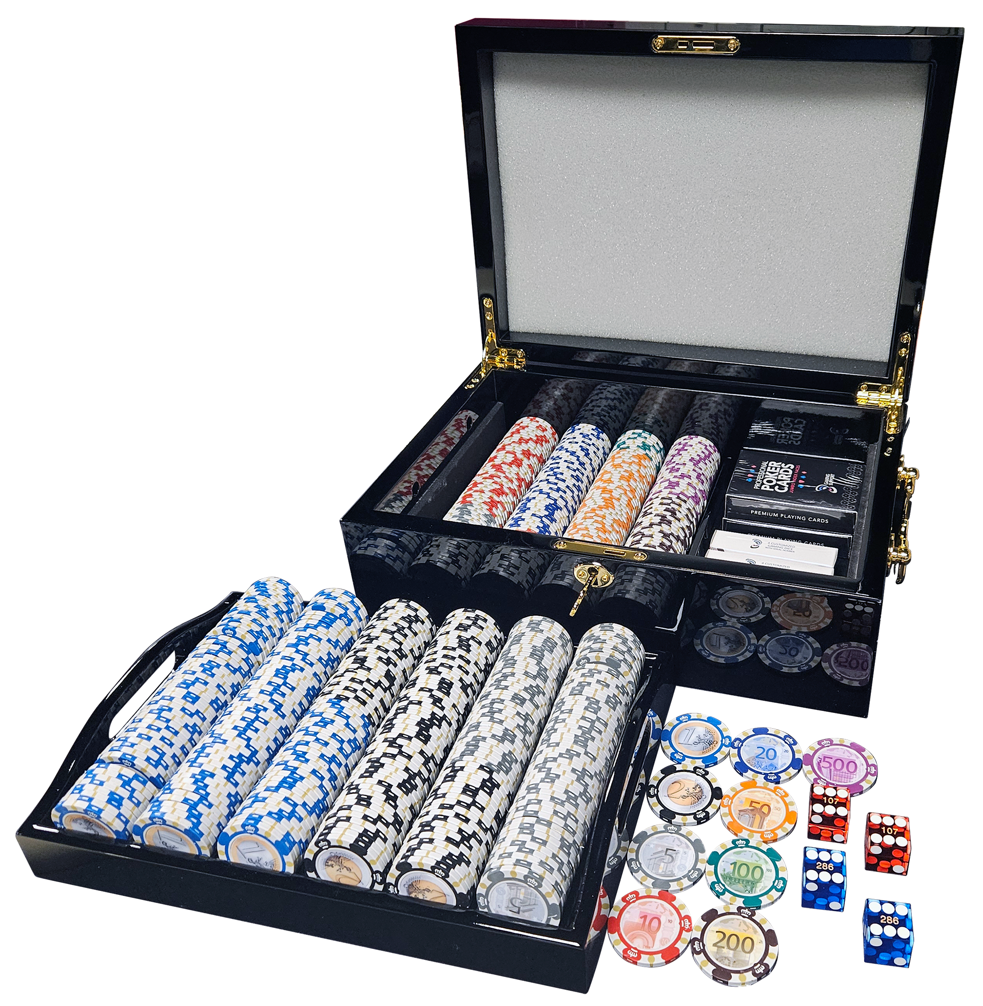 Luxury Poker Chip Gaming Set Front View