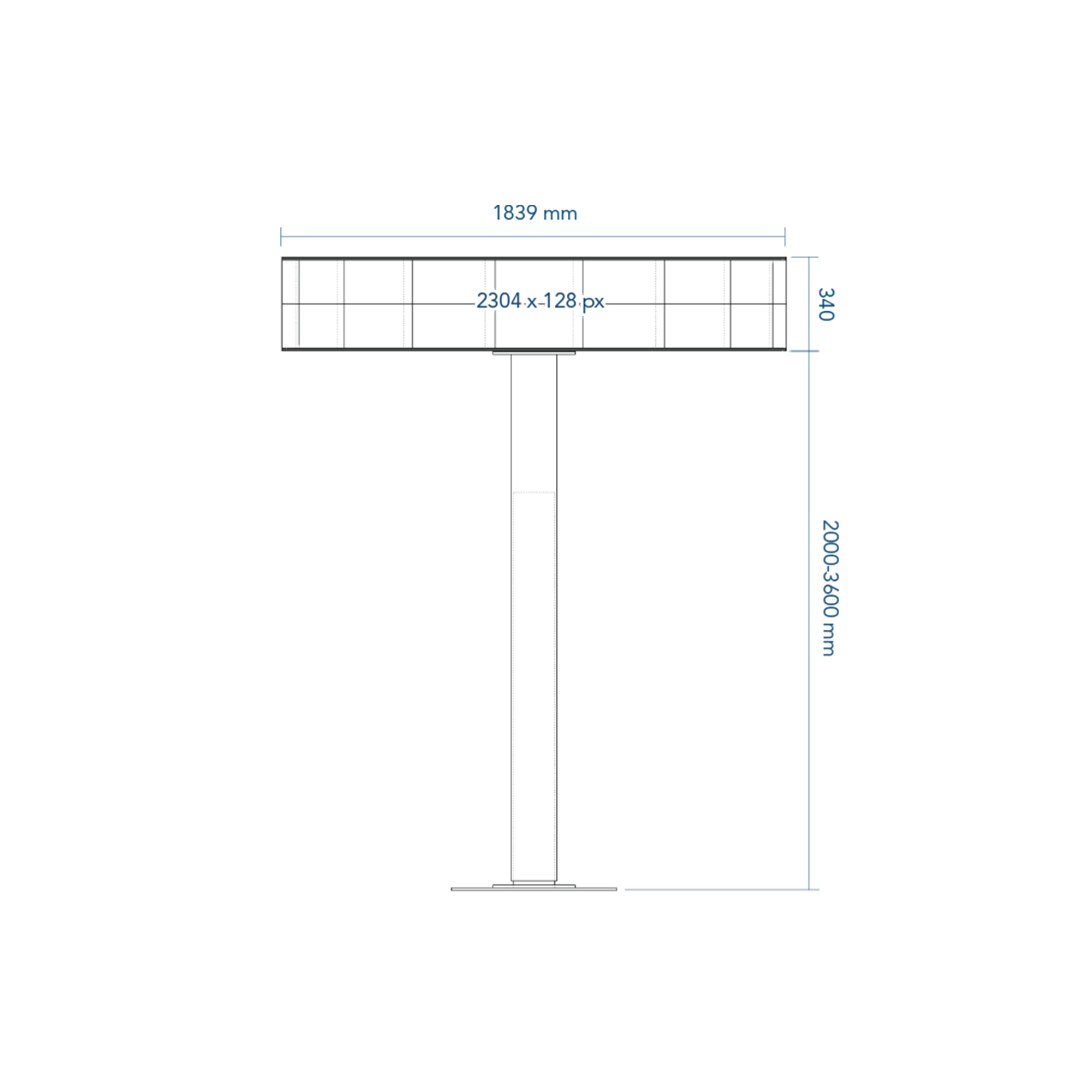 360 Degree (circular) Leg Mounted LED sign 2 x 18 flex LED Panels