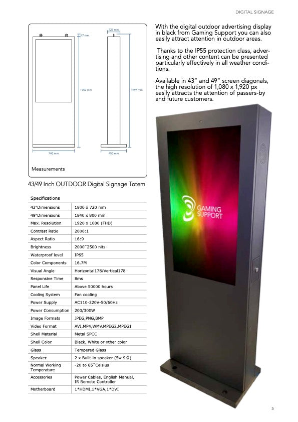 HD Outdoor Advertising Totem Specifications