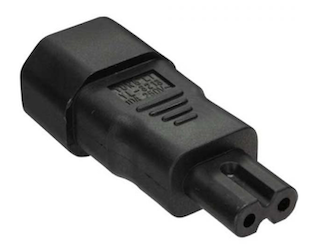 Euro Adapter EC 60320-C14 (3 pin) to IEC 60320-C7 Euro8 (2 pin) Front view