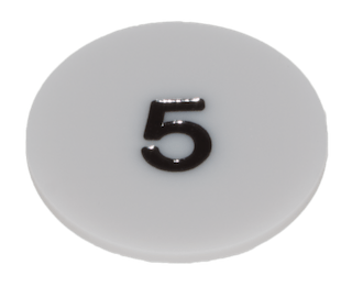 Poker Marker Button "5" Grey