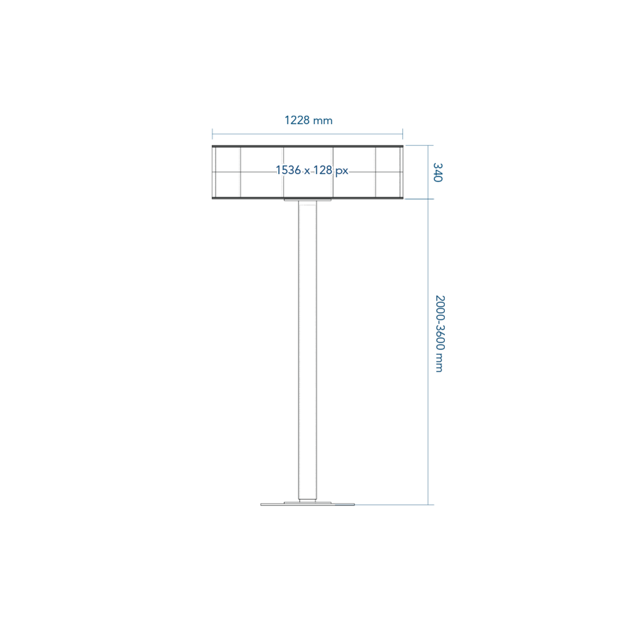 360 Degree (Circular) Leg Mounted LED sign 2 x 12 flex LED Panels