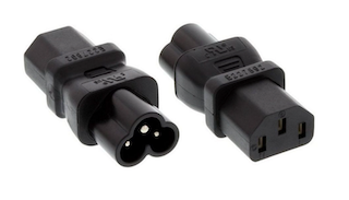 Euro Adapter from Euro IEC C13(female) to Euro IEC C6(Male) Front and Back view