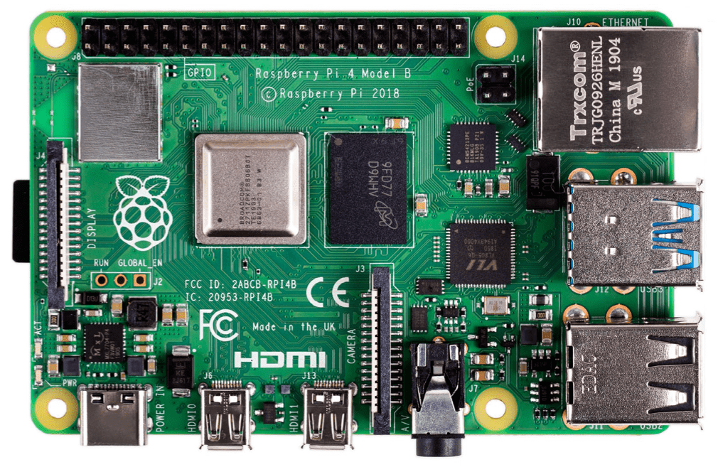 Raspberry Pi 4 Model B, 8GB DDR4 RAM, USB 3.0, PoE Enabled Top-view